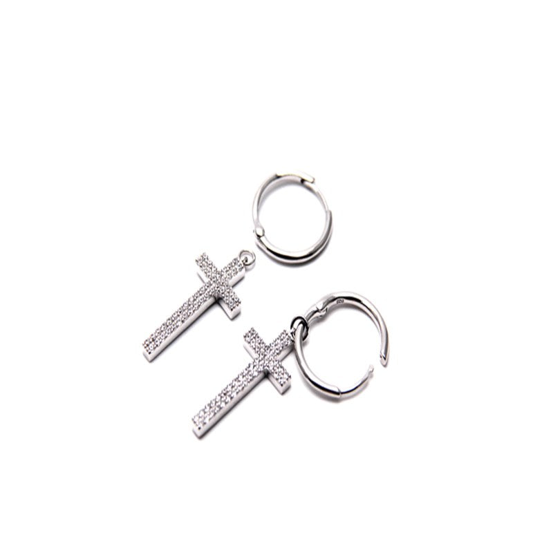 Silver Ring Cross Earrings