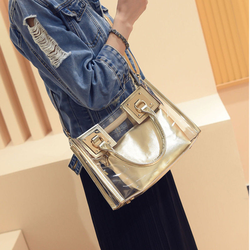 Women's Transparent Handbags Beach Bags Clear Jelly crystal Purse Crossbody Bags