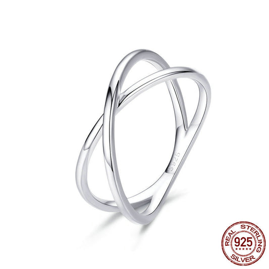 Cross ring sterling silver s925 platinum-plated silver ring