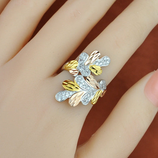 Sterling Silver Color Silver Ring Color Gold Ring Index Finger Leaf Ring