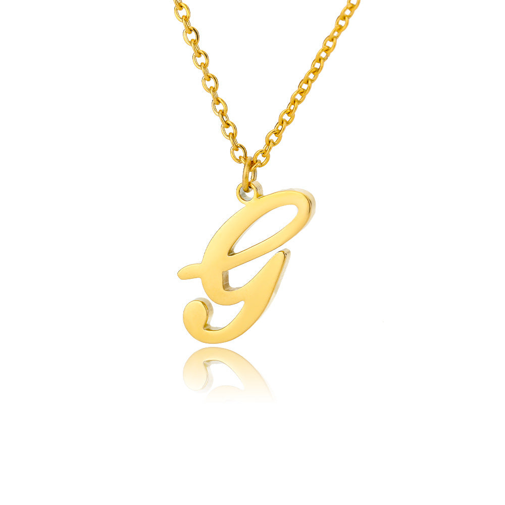 Stainless Steel 26 English Letter Necklace