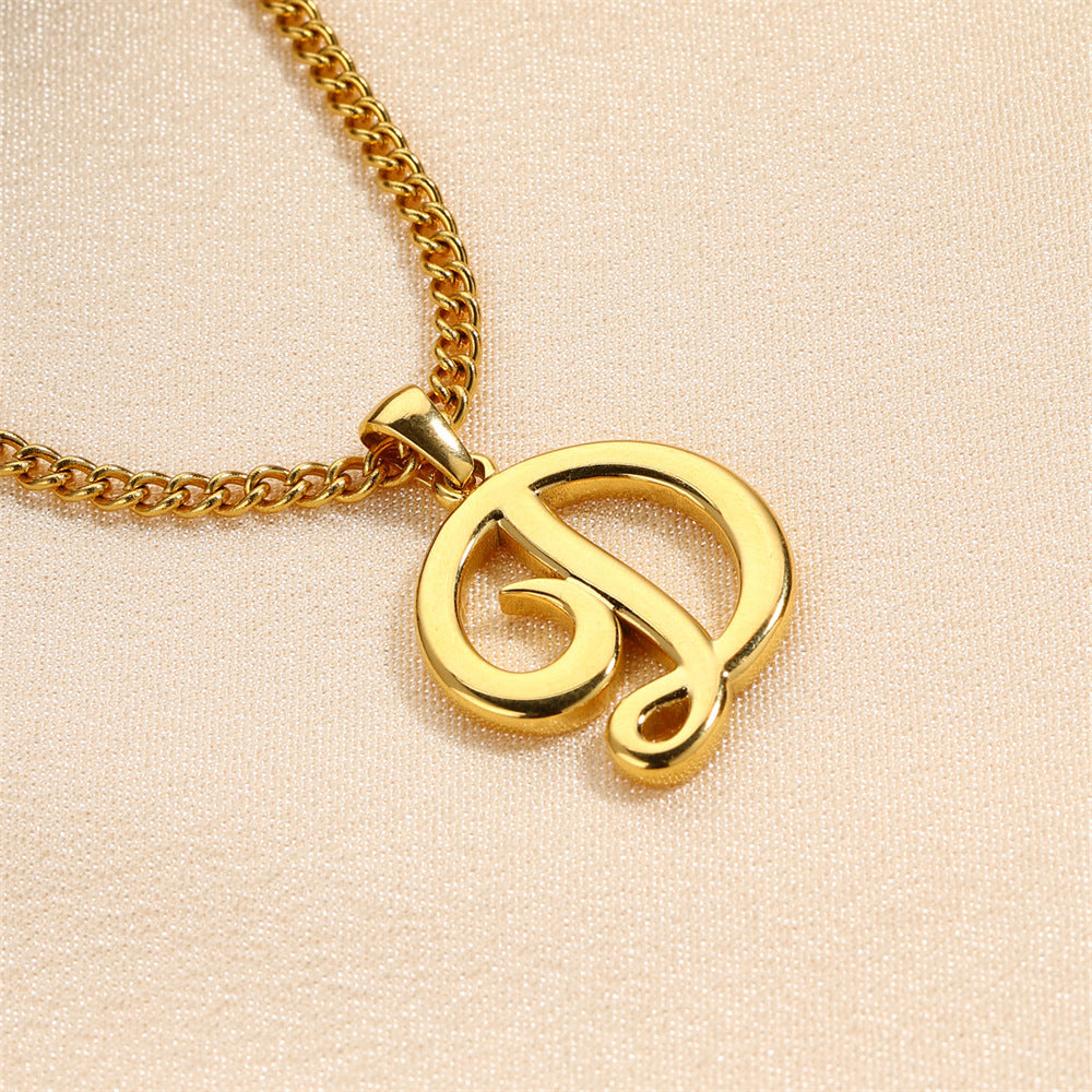 Simple Elegant Necklace Stainless Steel 18K Gold Mini English Letter Pendant