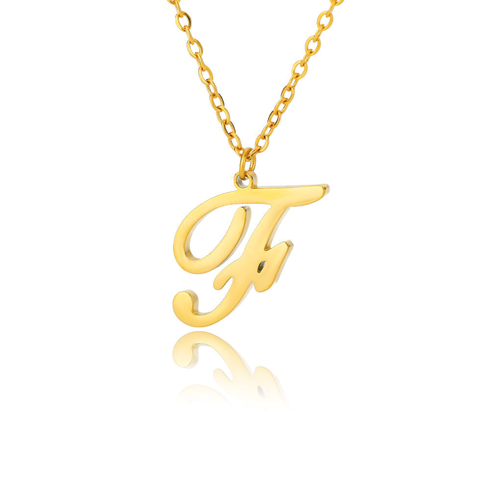 Stainless Steel 26 English Letter Necklace