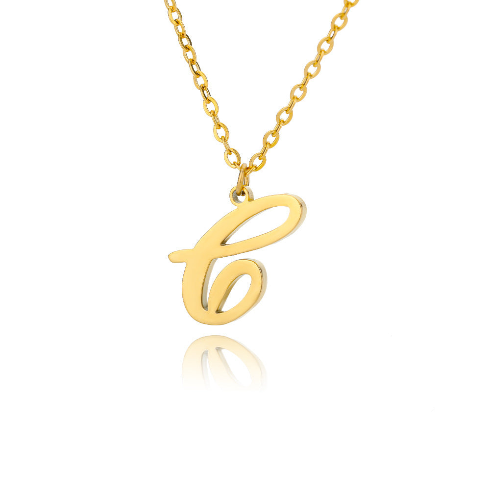 Stainless Steel 26 English Letter Necklace