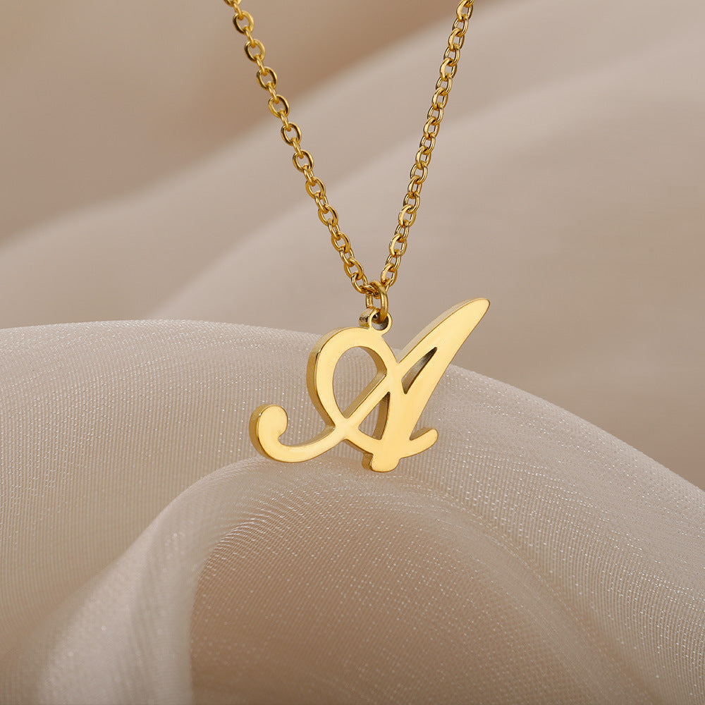 Stainless Steel 26 English Letter Necklace