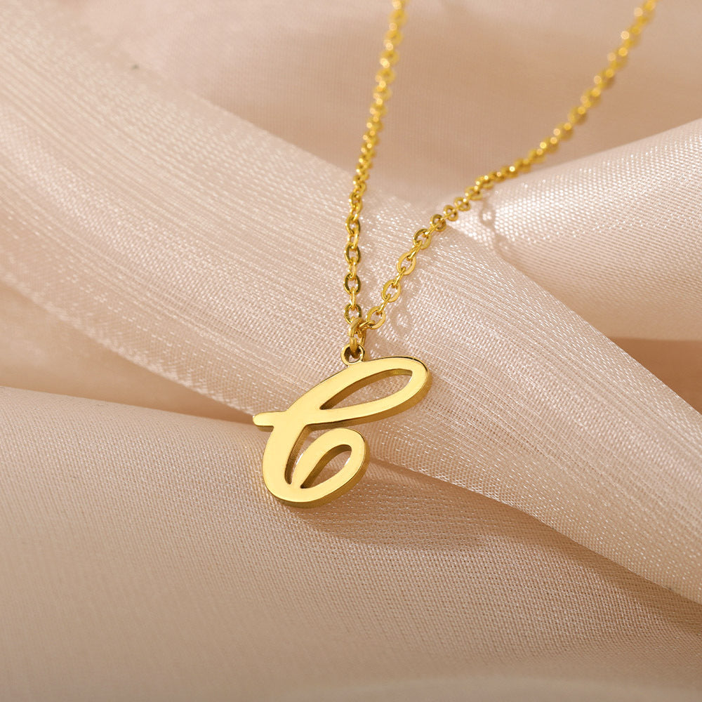 Stainless Steel 26 English Letter Necklace