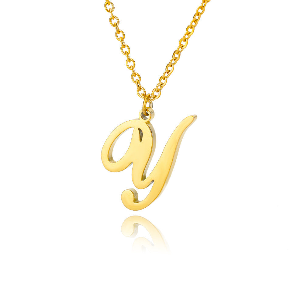 Stainless Steel 26 English Letter Necklace