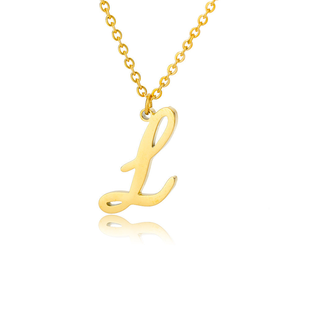 Stainless Steel 26 English Letter Necklace