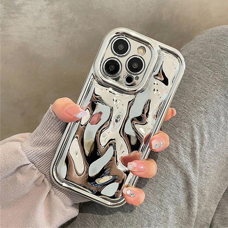 Glossy Laser Meteorite Texture Plating Case For iPhone 14 13 12 11 Pro Max X XR XS Max 14Plus Plain Color Anti-Knock Soft Cover