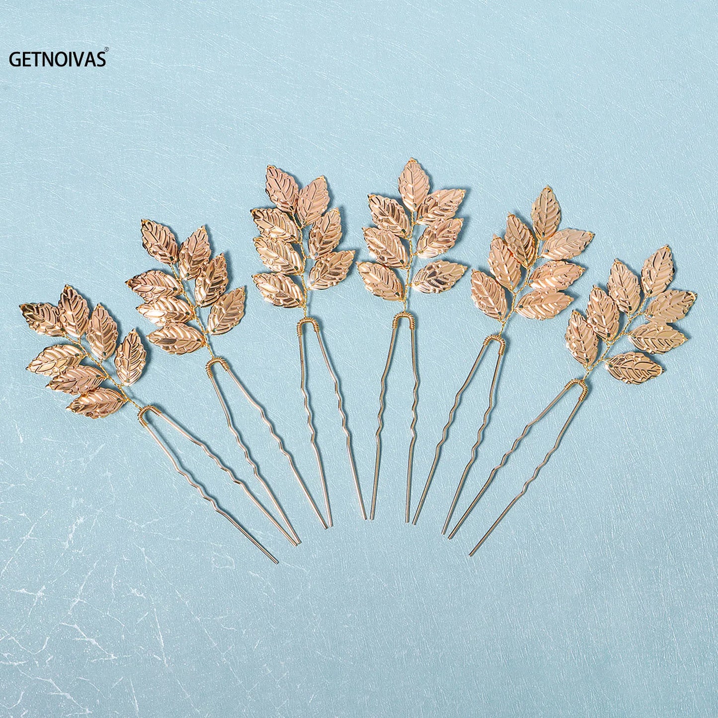 6PCS Bridal Wedding Hair Accessories Gold Color Leaf Hair Pins Clips for Women Jewelry Bride Headpiece Headwear Headdress Gifts