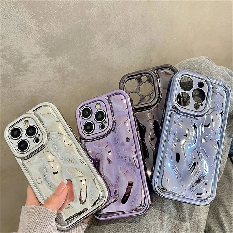 Glossy Laser Meteorite Texture Plating Case For iPhone 14 13 12 11 Pro Max X XR XS Max 14Plus Plain Color Anti-Knock Soft Cover