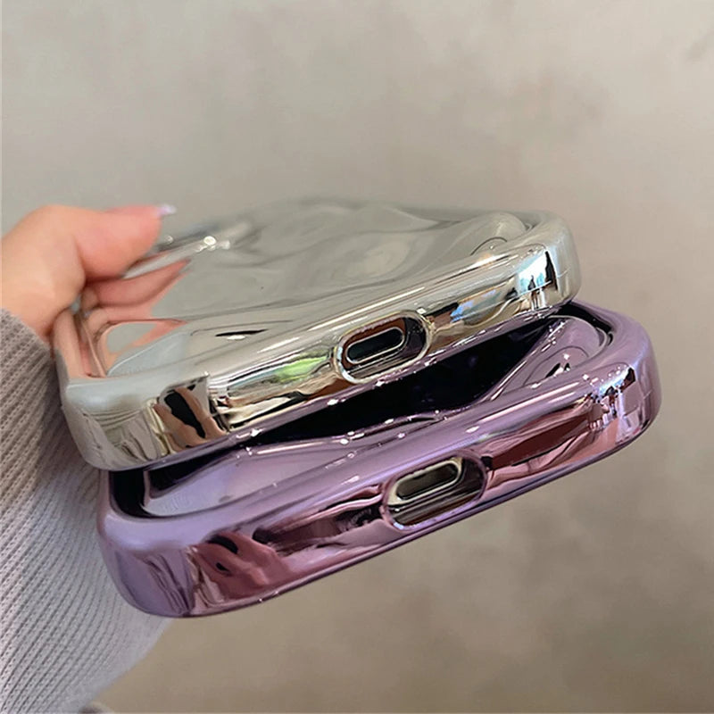 Glossy Laser Meteorite Texture Plating Case For iPhone 14 13 12 11 Pro Max X XR XS Max 14Plus Plain Color Anti-Knock Soft Cover