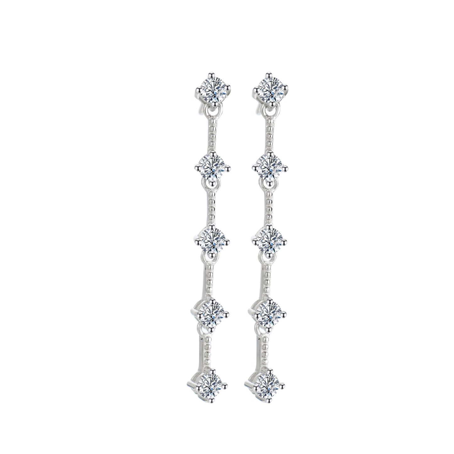 Fashionable Long Tassel Moissanite Diamond Earrings